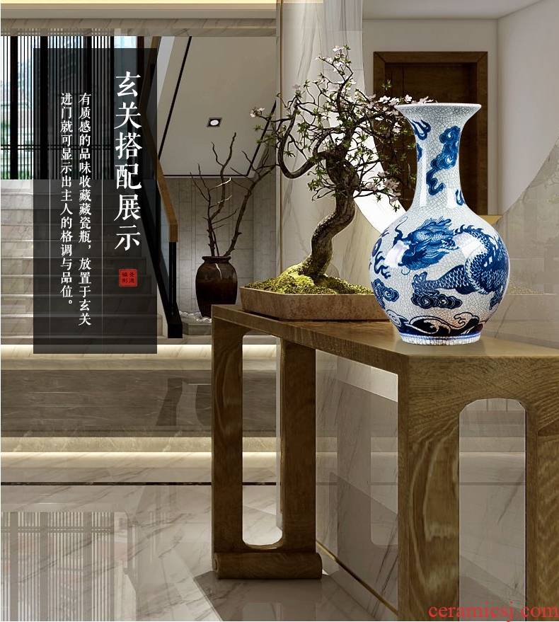 Jingdezhen ceramics vase imitation kiln crack glaze dragon vase flower arranging the sitting room of Chinese style household decorative furnishing articles