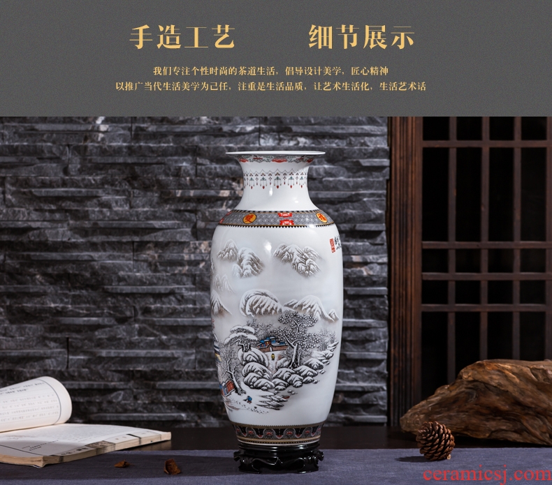 Large Chinese antique vase of jingdezhen ceramics powder enamel three-piece study wine sitting room adornment is placed