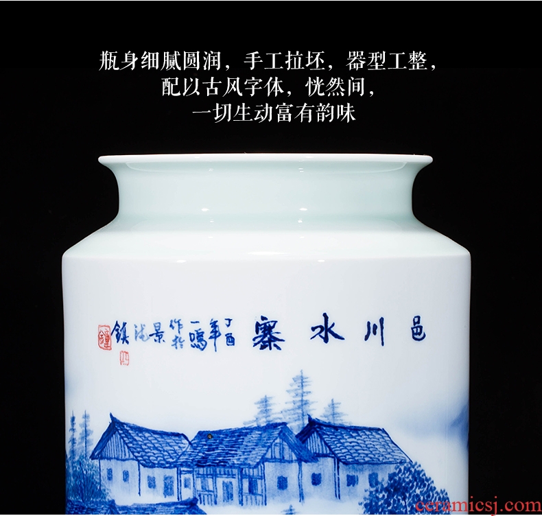 Jingdezhen ceramics landscape hand-painted vases, flower arranging furnishing articles study of new Chinese style household act the role ofing is tasted sitting room a gift