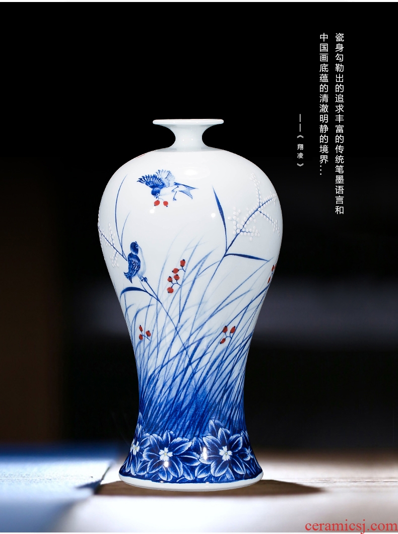 Jingdezhen ceramics hand-painted household adornment blue and white porcelain vase wine porch sitting room TV ark furnishing articles