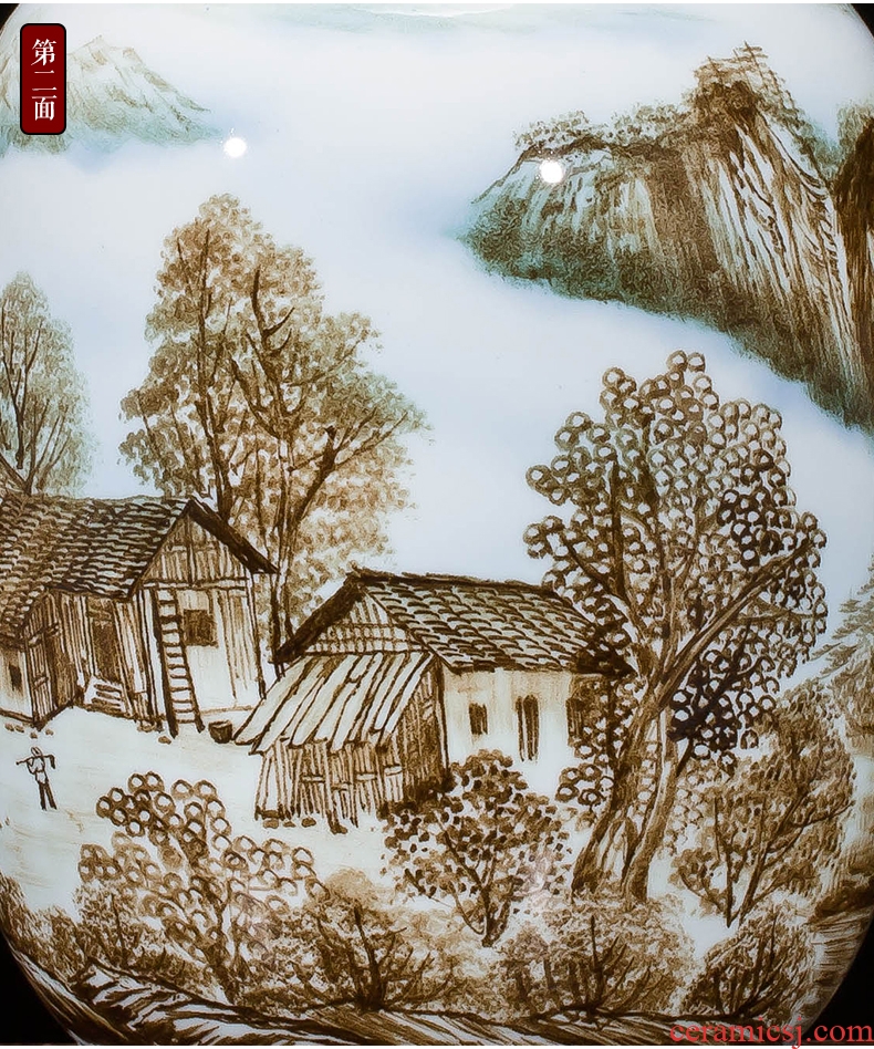 Jingdezhen ceramics landscape hand-painted vases, flower arranging new Chinese style household act the role ofing is tasted the sitting room porch decoration furnishing articles