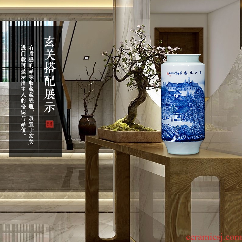 Jingdezhen ceramics landscape hand-painted vases, flower arranging furnishing articles study of new Chinese style household act the role ofing is tasted sitting room a gift