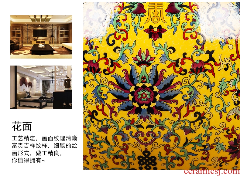 Jingdezhen ceramics large vase european-style home sitting room adornment is placed hotel porch enamel handicraft