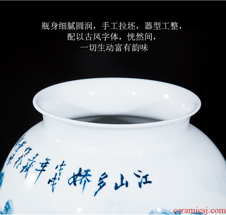 Jingdezhen ceramics celebrity hand-painted master of landscape painting large vases, home sitting room office hotel furnishing articles