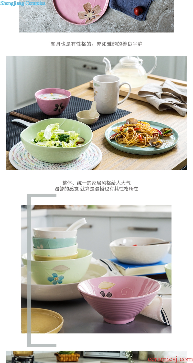 Million jia 2 dishes suit household ceramics net individuality creative ins Japanese red bowl chopsticks dishes cutlery set