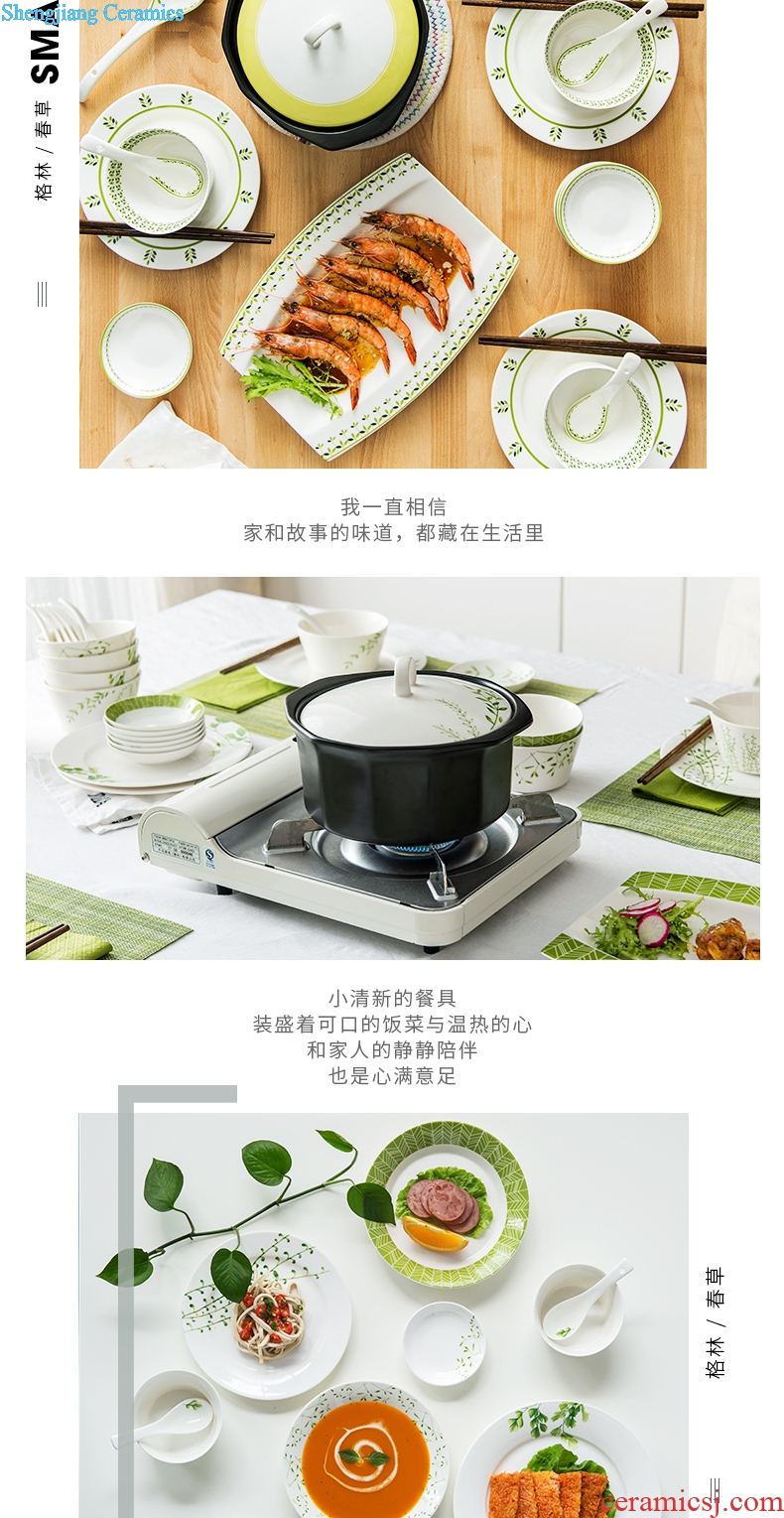 Million jia tableware suit dishes home dishes suit contracted 6 Chinese ins bowl chopsticks ceramic dish bowl suit