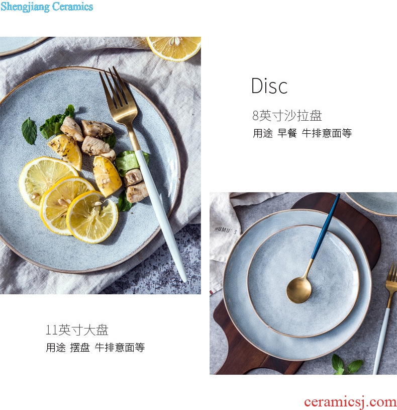Ijarl creative household ceramics tableware steak plate of flat fish dumpling dish breakfast dish dish dish western-style food plate