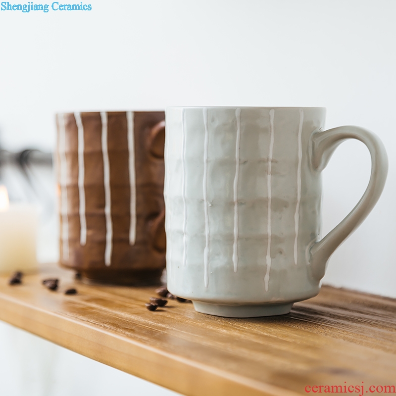 Ijarl creative contracted stripe ceramic mugs personality drink tea cup of milk a cup of coffee lovers