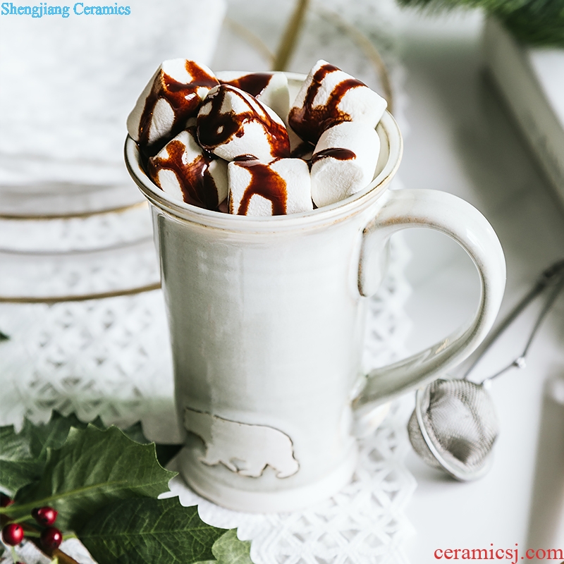 Ijarl million jia Nordic creative hand-painted ceramic mug cup milk cup office Christmas couple of cups