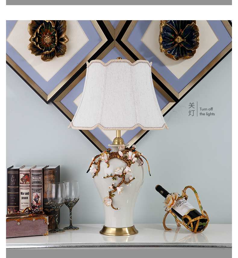 Cartel full copper ceramic desk lamp colored enamel European American luxurious sitting room high-end villa study of bedroom the head of a bed