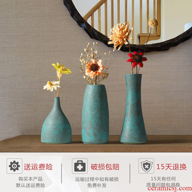Ceramic vase furnishing articles sitting room flower arranging Chinese bronze floret zen home wine porch decorate restoring ancient ways