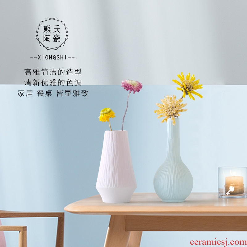 Ins ceramic vase furnishing articles wind flower arrangement sitting room is small and pure and fresh flower implement contemporary and contracted household adornment flowers