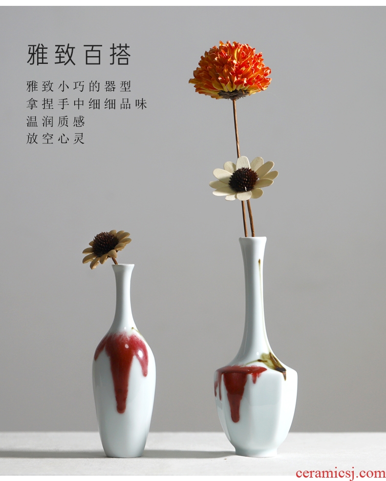 Retro ceramic floret bottle of dried flowers flower arrangement zen Chinese style living room table mesa furnishing articles suit household decorations