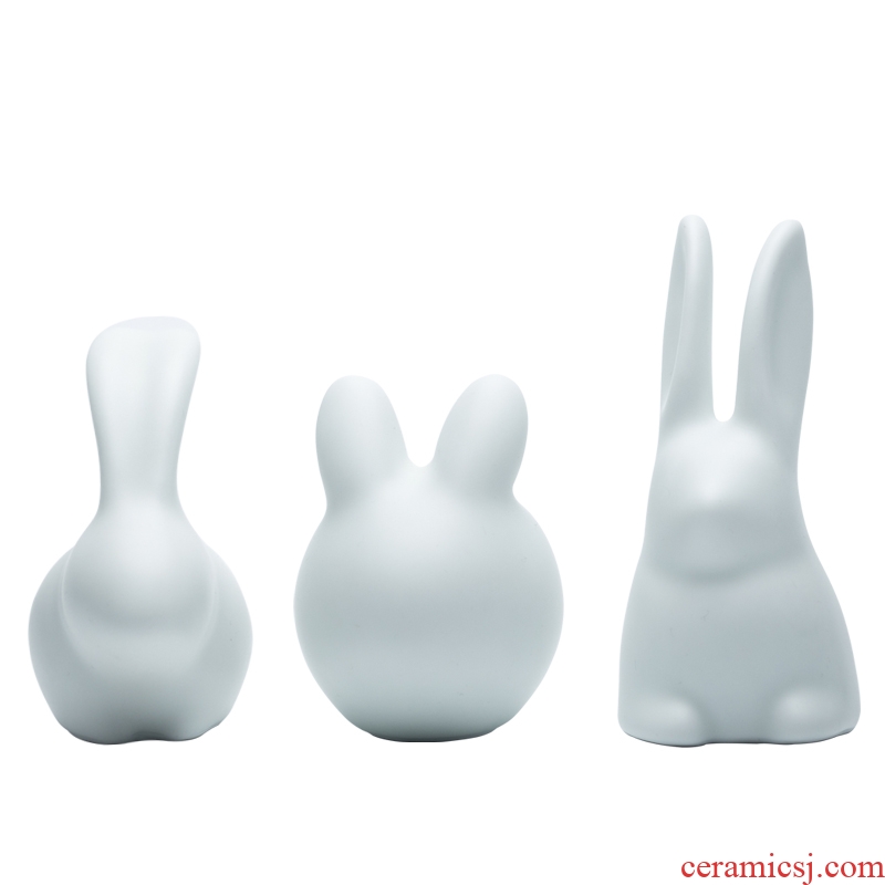 Creative ceramic rabbit small place animal household soft adornment matte glaze decoration gifts of the sitting room desk