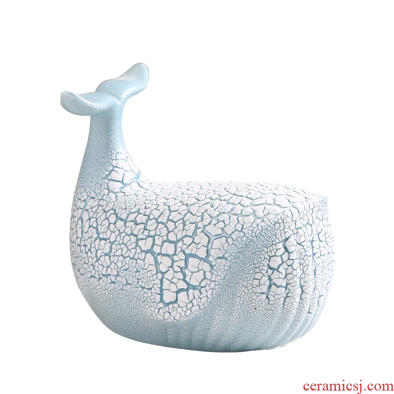 Ceramic furnishing articles household act the role ofing is tasted creative sitting room adornment blue whales decoration bedroom study TV ark gift