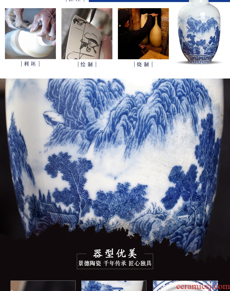 New Chinese style of blue and white porcelain vase furnishing articles sitting room flower arranging decorative small handicraft archaize of jingdezhen ceramics