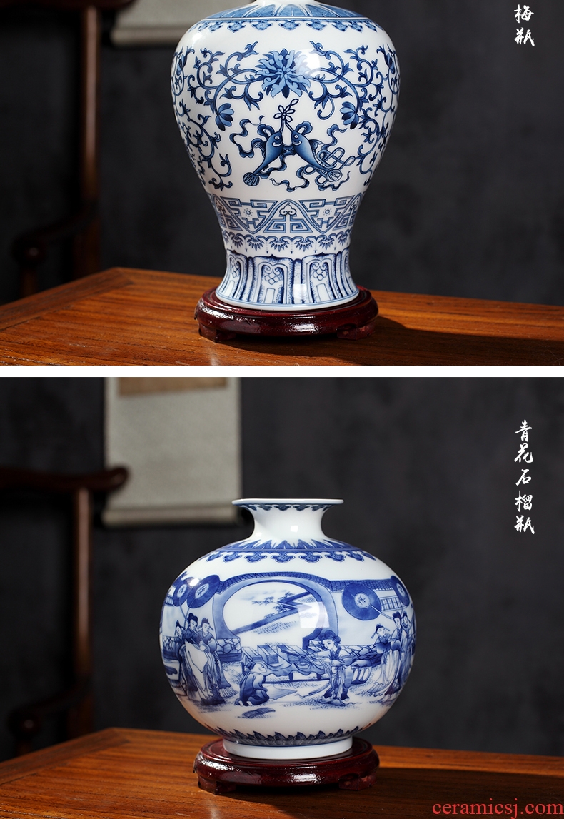 New Chinese style of blue and white porcelain vase furnishing articles sitting room flower arranging decorative small handicraft archaize of jingdezhen ceramics