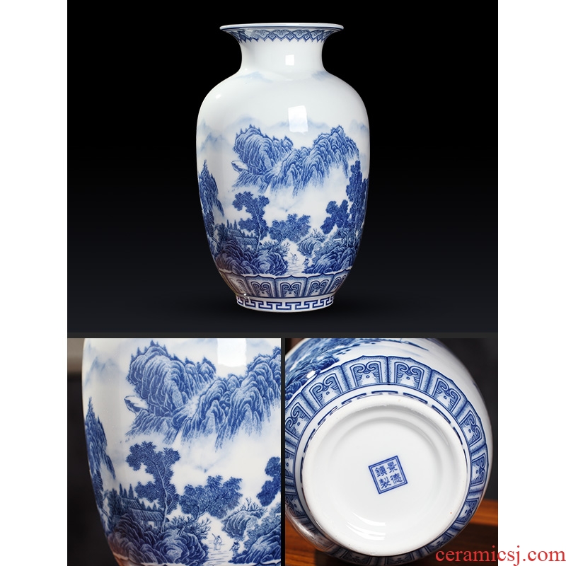 New Chinese style of blue and white porcelain vase furnishing articles sitting room flower arranging decorative small handicraft archaize of jingdezhen ceramics