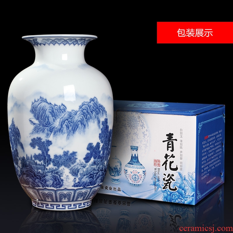 New Chinese style of blue and white porcelain vase furnishing articles sitting room flower arranging decorative small handicraft archaize of jingdezhen ceramics