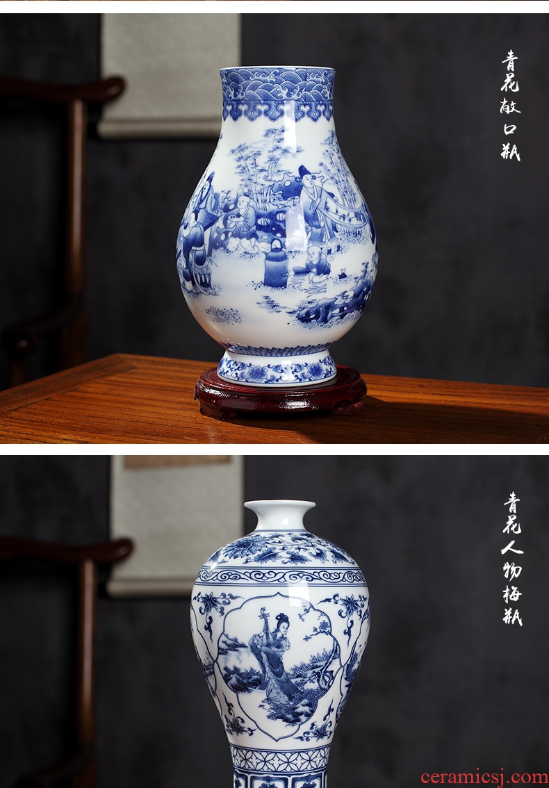 New Chinese style of blue and white porcelain vase furnishing articles sitting room flower arranging decorative small handicraft archaize of jingdezhen ceramics