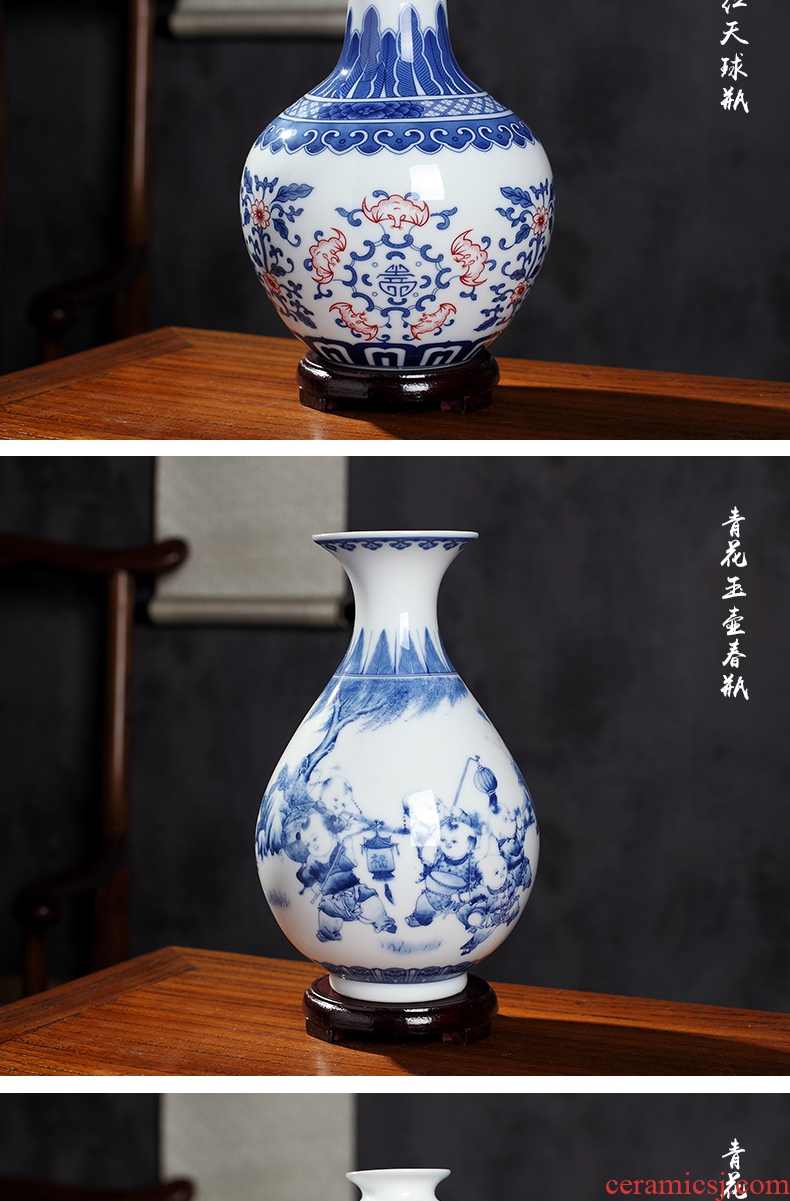 New Chinese style of blue and white porcelain vase furnishing articles sitting room flower arranging decorative small handicraft archaize of jingdezhen ceramics