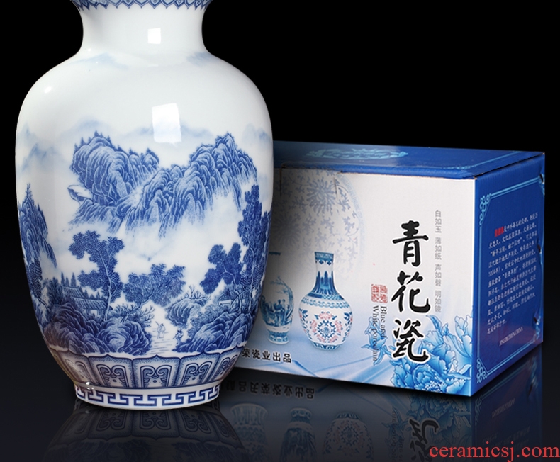 New Chinese style of blue and white porcelain vase furnishing articles sitting room flower arranging decorative small handicraft archaize of jingdezhen ceramics