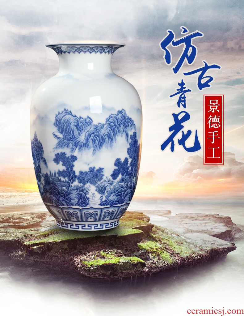 New Chinese style of blue and white porcelain vase furnishing articles sitting room flower arranging decorative small handicraft archaize of jingdezhen ceramics