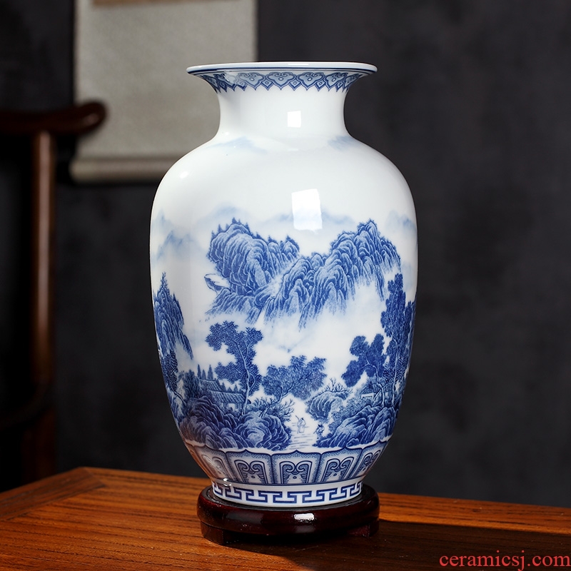 New Chinese style of blue and white porcelain vase furnishing articles sitting room flower arranging decorative small handicraft archaize of jingdezhen ceramics