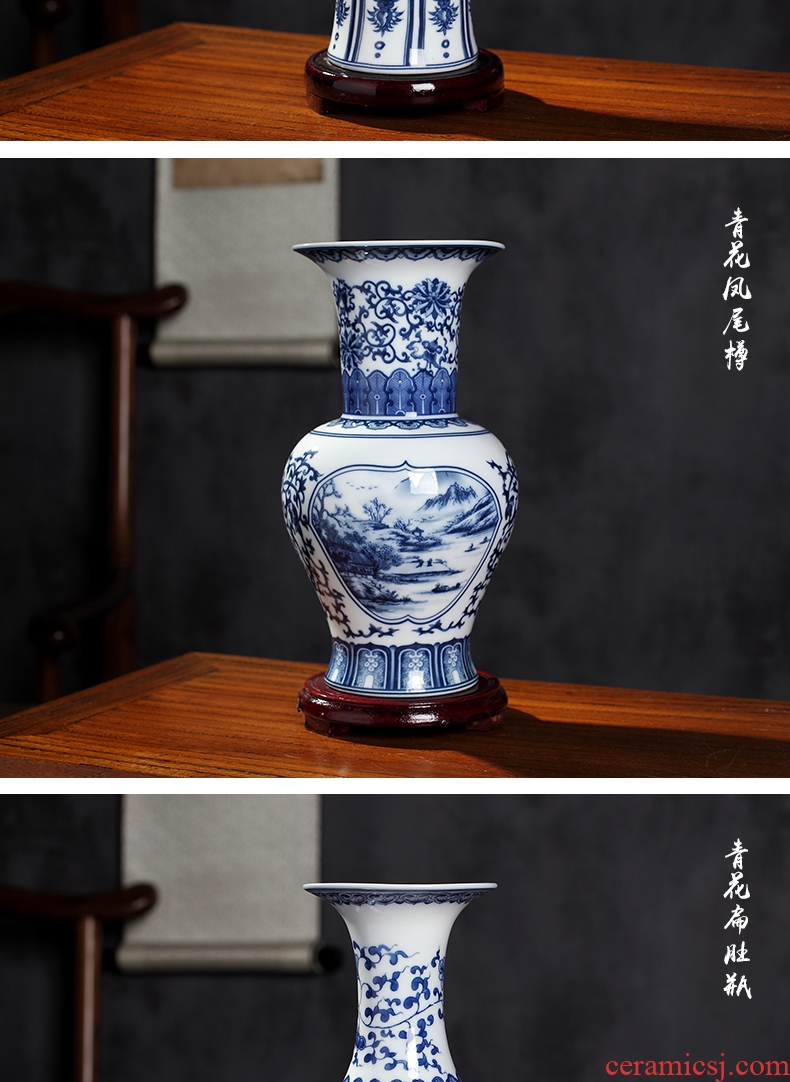 New Chinese style of blue and white porcelain vase furnishing articles sitting room flower arranging decorative small handicraft archaize of jingdezhen ceramics