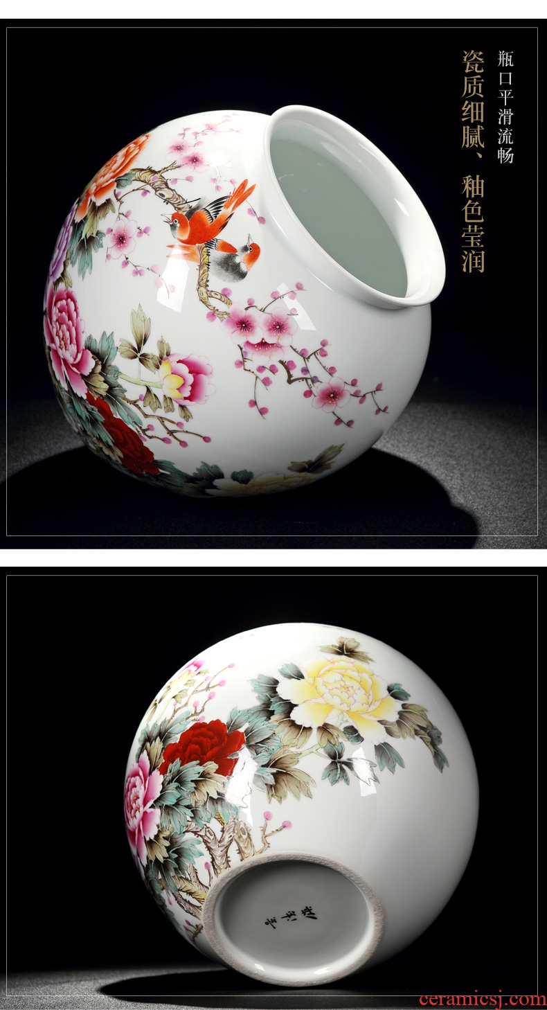Jingdezhen ceramics big vase hand-painted peony Chinese penjing sitting room decorate a room porch TV ark
