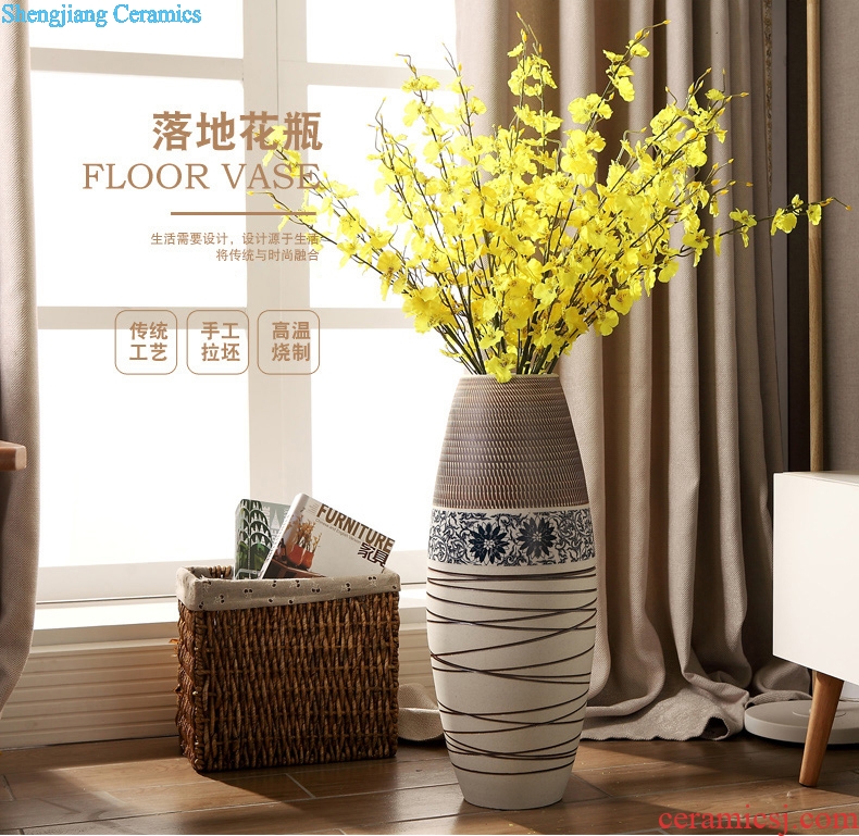 Jingdezhen modern Nordic creative contracted household act the role ofing is tasted furnishing articles sitting room be born lucky dried flowers and big vases, pottery and porcelain