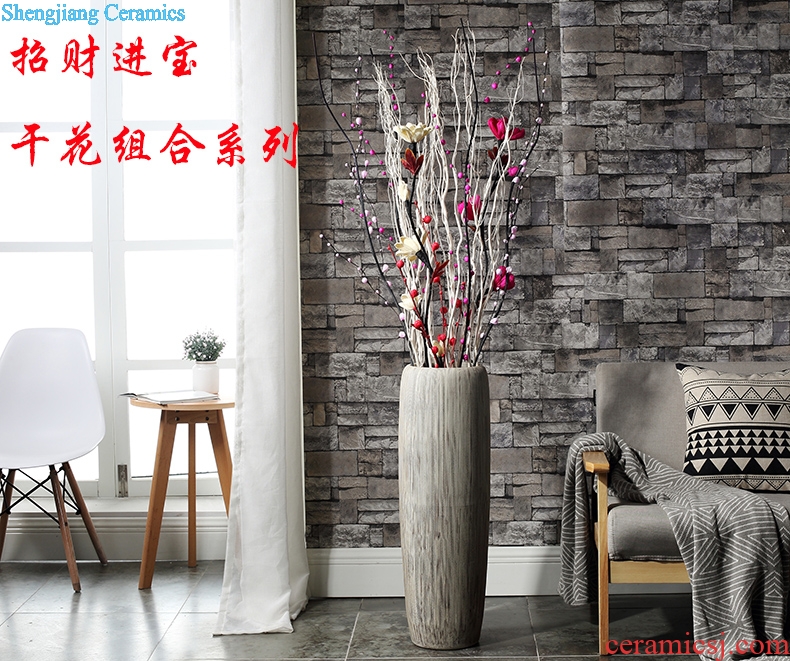 Lucky bamboo dried flowers big ceramic vase Nordic modern furnishing articles, arranging flowers sitting room be born creative home decorations