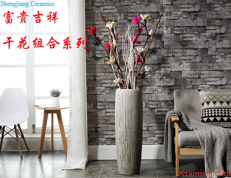 Lucky bamboo dried flowers big ceramic vase Nordic modern furnishing articles, arranging flowers sitting room be born creative home decorations