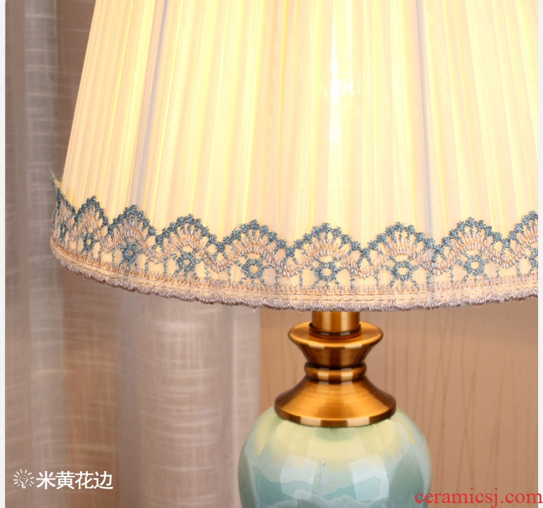 American desk lamp jingdezhen ceramic bedside lamp sitting room adornment bedroom modern Chinese hand-painted hotel apartment