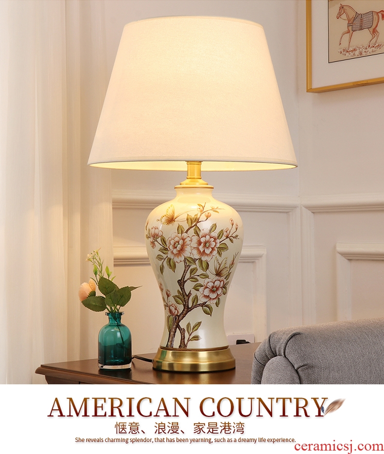 Desk lamp of bedroom the head of a bed lamp, contemporary and contracted creative new Chinese style living room warm and romantic home adjustable light ceramic lamp