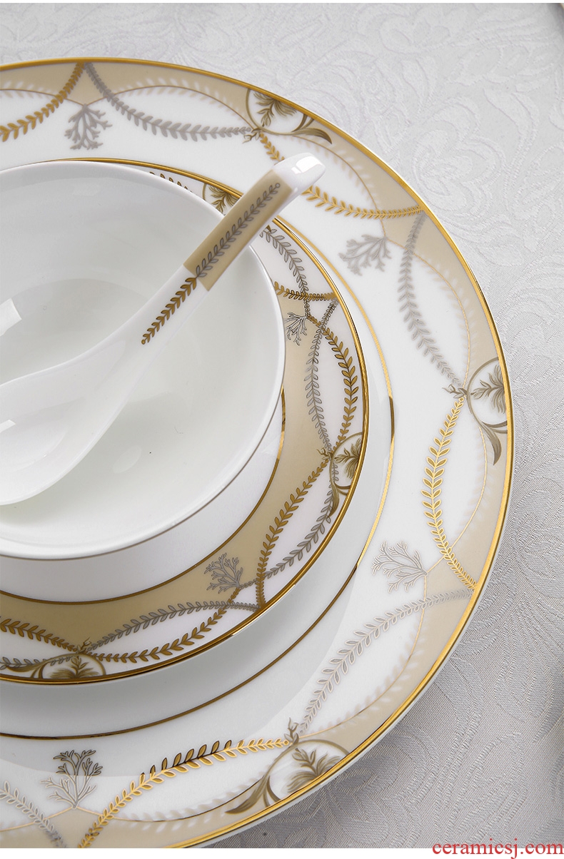 Vidsel bone porcelain tableware suit European dishes suit household bowl dishes wedding gifts of high-grade ceramics