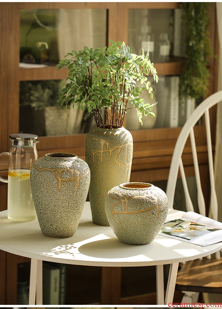 Jingdezhen ceramic vases, contemporary and contracted sitting room adornment desktop dried flower arranging flowers is placed thick ceramics by hand