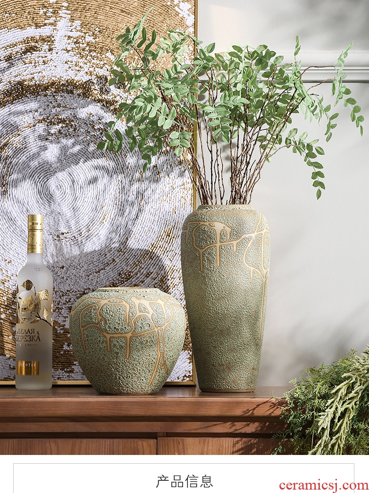 Jingdezhen ceramic vases, contemporary and contracted sitting room adornment desktop dried flower arranging flowers is placed thick ceramics by hand