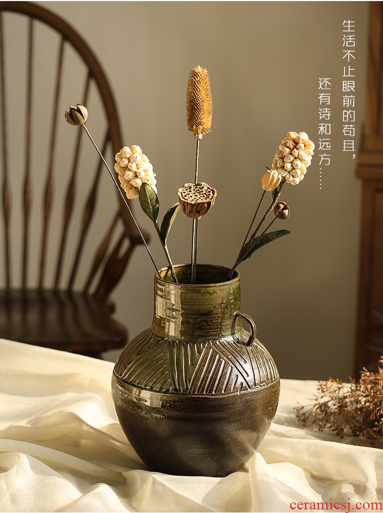 Jingdezhen ceramic flower implement Chinese style restoring ancient ways mesa floret bottle simulation flower dried flowers furnishing articles suit home decoration