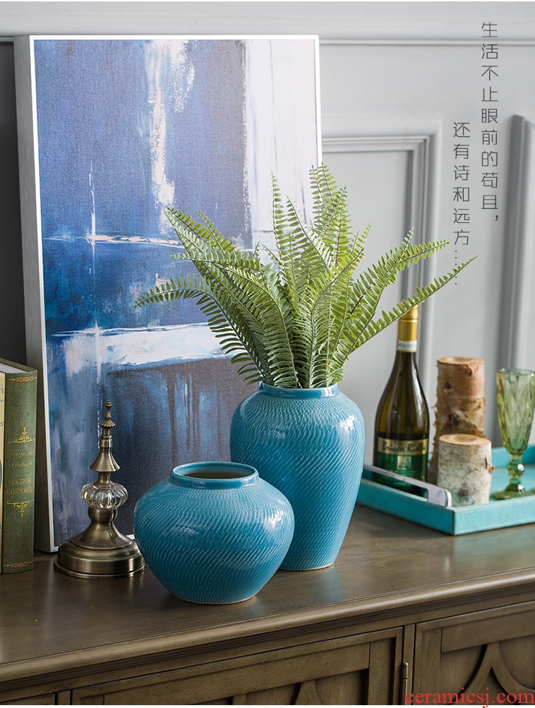 Jingdezhen ceramic dry flower vase furnishing articles table sitting room adornment flower arrangement of Chinese style household style originality