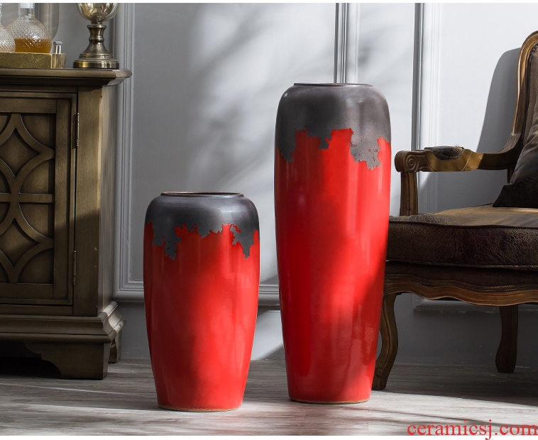 Jingdezhen ceramic furnishing articles of large Chinese red porcelain vase sitting room porch contracted flower arranging dried flower decorations