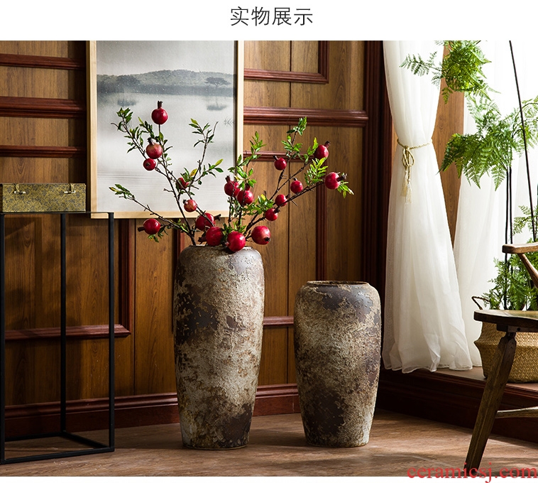 Ceramic furnishing articles of large vases, Chinese style restoring ancient ways is dried flower arranging flowers coarse pottery sitting room hotel villa pottery decoration