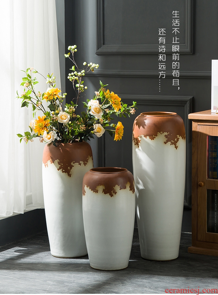 Jingdezhen ceramic vase of large sitting room villa flower arranging dried flower adornment furnishing articles contemporary and contracted handmade porcelain