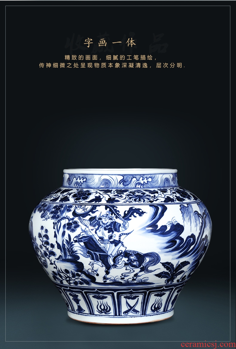 Valley of jingdezhen ceramics imitation of yuan blue and white devil down big pot vase do old vintage sitting room adornment is placed