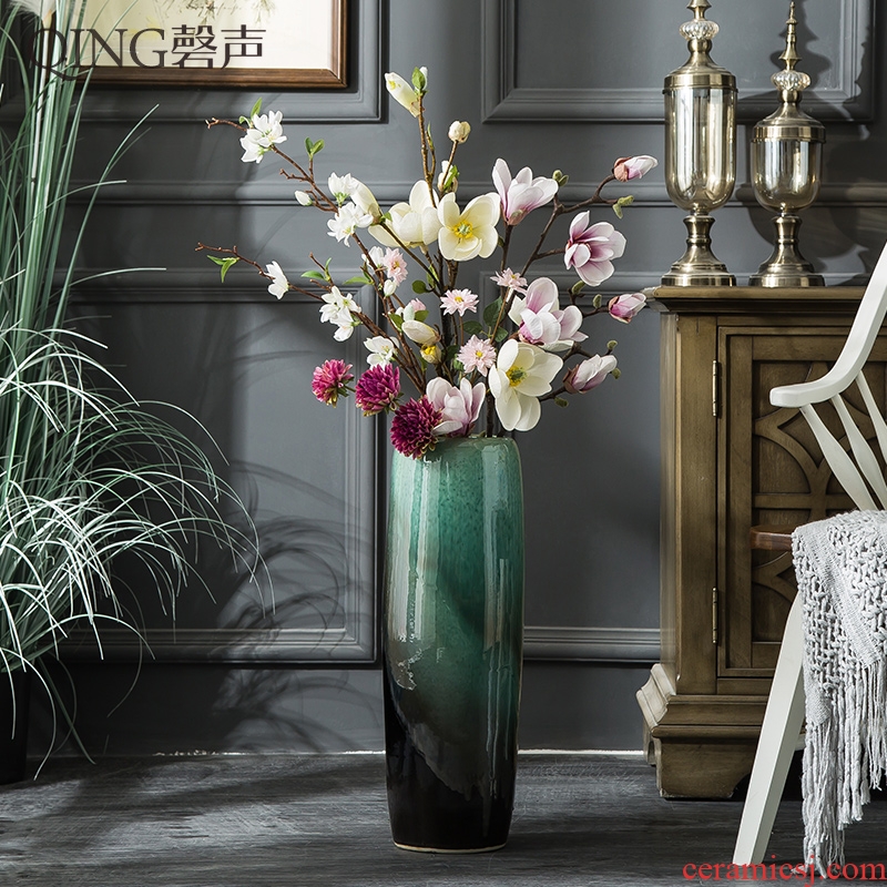 Jingdezhen ceramic vase furnishing articles hotel contracted and contemporary adornment flower arranging dried flowers large sitting room ground porcelain