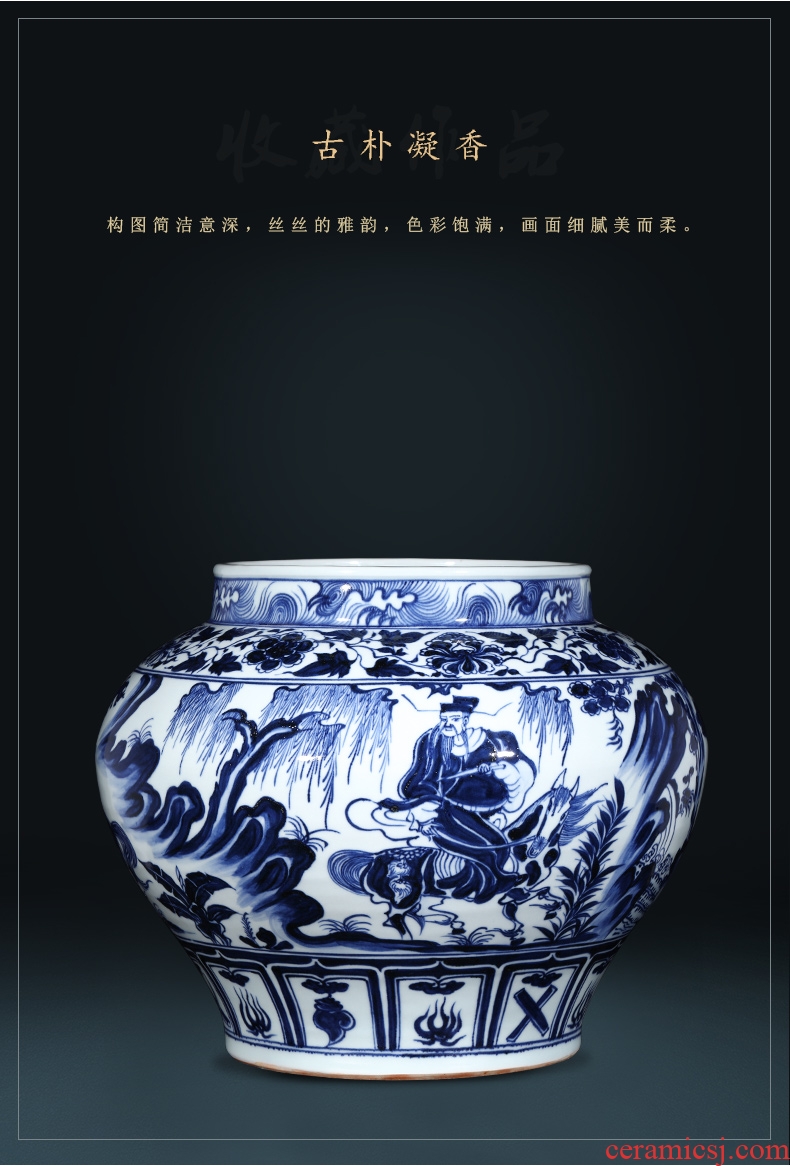 Valley of jingdezhen ceramics imitation of yuan blue and white devil down big pot vase do old vintage sitting room adornment is placed