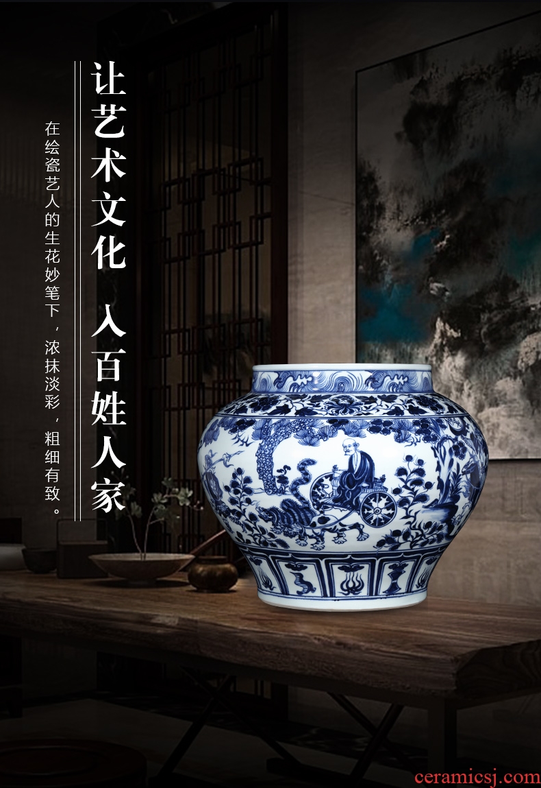 Valley of jingdezhen ceramics imitation of yuan blue and white devil down big pot vase do old vintage sitting room adornment is placed