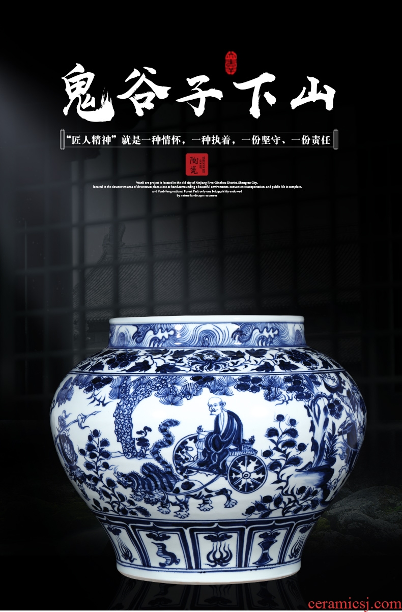 Valley of jingdezhen ceramics imitation of yuan blue and white devil down big pot vase do old vintage sitting room adornment is placed