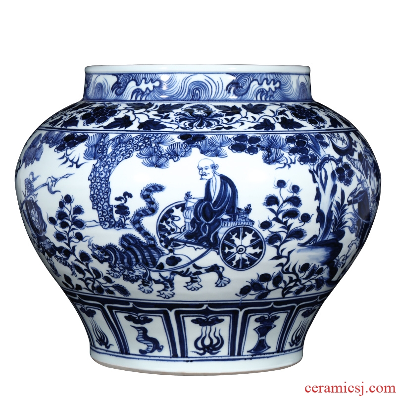 Valley of jingdezhen ceramics imitation of yuan blue and white devil down big pot vase do old vintage sitting room adornment is placed