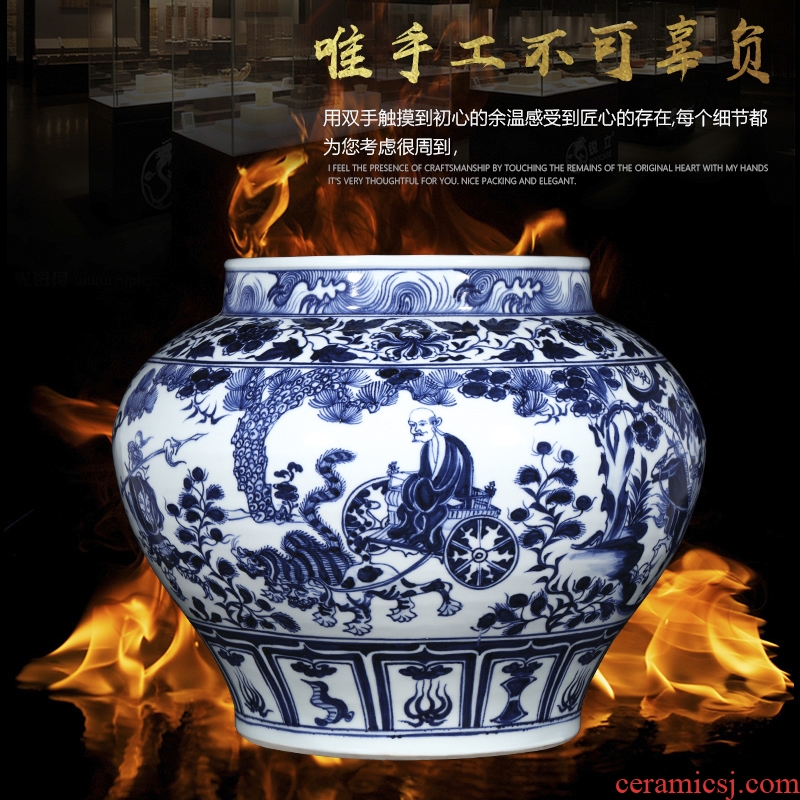 Valley of jingdezhen ceramics imitation of yuan blue and white devil down big pot vase do old vintage sitting room adornment is placed